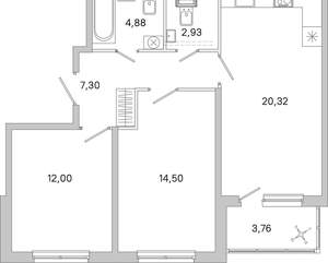 2-к квартира, вторичка, 64м2, 2/5 этаж