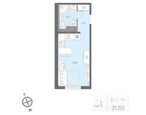 Студия квартира, вторичка, 22м2, 7/22 этаж