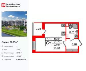 Студия квартира, вторичка, 22м2, 3/5 этаж