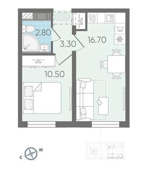 1-к квартира, вторичка, 33м2, 16/25 этаж