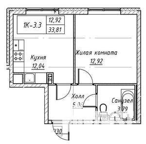 1-к квартира, вторичка, 34м2, 15/17 этаж