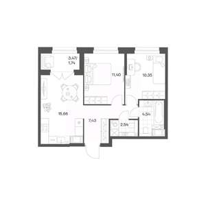 2-к квартира, вторичка, 54м2, 3/24 этаж