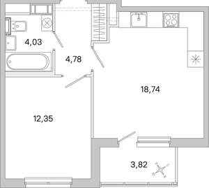 1-к квартира, вторичка, 42м2, 2/5 этаж