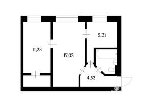 2-к квартира, вторичка, 44м2, 1/5 этаж