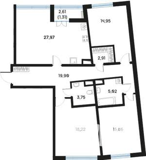 3-к квартира, вторичка, 110м2, 8/9 этаж