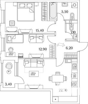 2-к квартира, строящийся дом, 66м2, 11/13 этаж