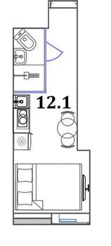 Студия квартира, вторичка, 12м2, 1/6 этаж