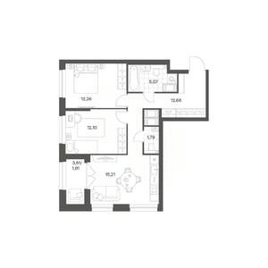 2-к квартира, вторичка, 61м2, 17/24 этаж