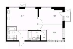 2-к квартира, вторичка, 60м2, 6/12 этаж