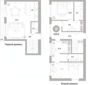 2-к квартира, вторичка, 114м2, 9/10 этаж