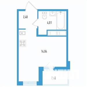 Студия квартира, вторичка, 22м2, 6/12 этаж