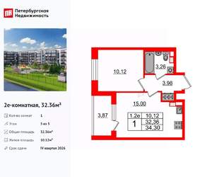 1-к квартира, вторичка, 32м2, 5/5 этаж