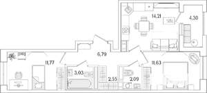 2-к квартира, вторичка, 54м2, 6/13 этаж