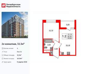1-к квартира, вторичка, 32м2, 8/11 этаж