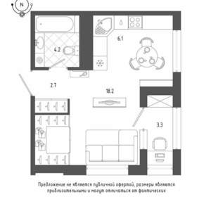 Студия квартира, вторичка, 33м2, 16/19 этаж
