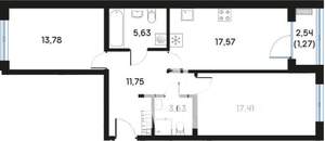 2-к квартира, вторичка, 71м2, 2/9 этаж