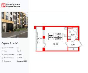 Студия квартира, вторичка, 21м2, 4/4 этаж