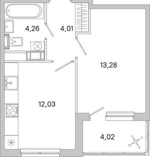 1-к квартира, вторичка, 36м2, 4/5 этаж