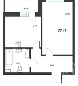 1-к квартира, вторичка, 37м2, 4/13 этаж