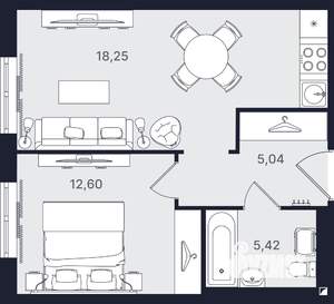 2-к квартира, вторичка, 41м2, 2/24 этаж