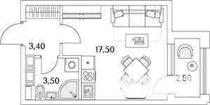 Студия квартира, строящийся дом, 26м2, 10/13 этаж