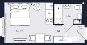 Студия квартира, вторичка, 28м2, 6/24 этаж