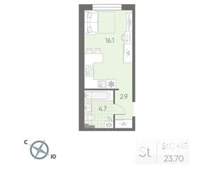 Студия квартира, вторичка, 24м2, 1/4 этаж