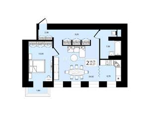 2-к квартира, вторичка, 65м2, 4/6 этаж