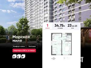 1-к квартира, вторичка, 35м2, 23/23 этаж