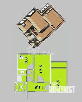 2-к квартира, вторичка, 55м2, 1/9 этаж