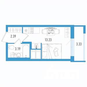 Студия квартира, строящийся дом, 20м2, 14/25 этаж