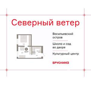 1-к квартира, вторичка, 33м2, 3/23 этаж