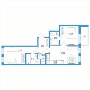 2-к квартира, вторичка, 57м2, 6/12 этаж