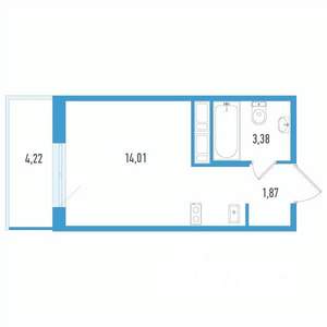 Студия квартира, вторичка, 21м2, 10/12 этаж