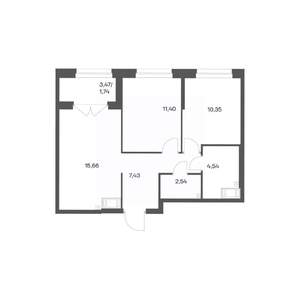 2-к квартира, вторичка, 54м2, 7/24 этаж