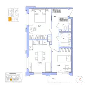 2-к квартира, вторичка, 59м2, 6/25 этаж