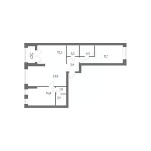 3-к квартира, вторичка, 89м2, 2/13 этаж