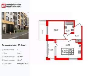 1-к квартира, вторичка, 35м2, 1/4 этаж