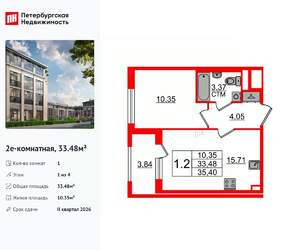 1-к квартира, вторичка, 33м2, 1/4 этаж