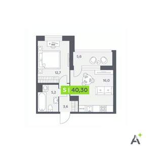 1-к квартира, вторичка, 40м2, 4/12 этаж