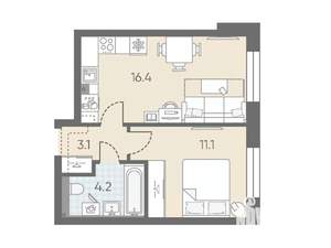 1-к квартира, вторичка, 35м2, 3/10 этаж