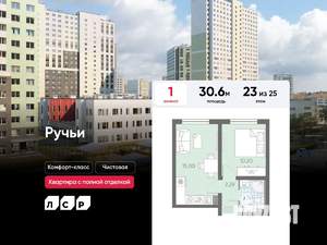 1-к квартира, вторичка, 31м2, 23/25 этаж