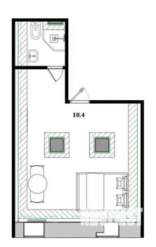 Студия квартира, вторичка, 18м2, -1/5 этаж