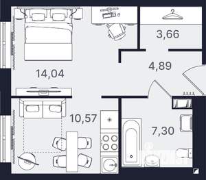 1-к квартира, вторичка, 40м2, 15/24 этаж