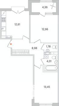 2-к квартира, вторичка, 56м2, 4/4 этаж