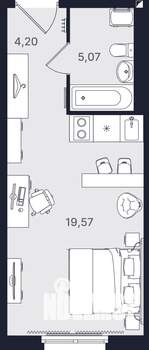 Студия квартира, вторичка, 29м2, 2/24 этаж