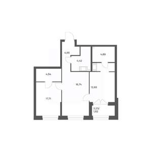 2-к квартира, вторичка, 62м2, 17/24 этаж