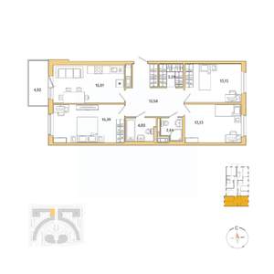 3-к квартира, вторичка, 85м2, 6/8 этаж