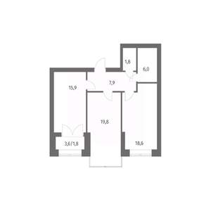 2-к квартира, вторичка, 72м2, 10/11 этаж