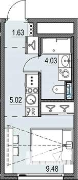 Студия квартира, вторичка, 20м2, 3/17 этаж